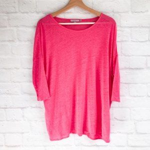 Calypso St. Barth Pink 3/4 Sleeve Top XS Linen